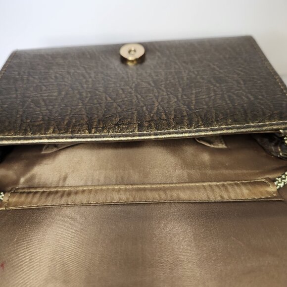 BIJOUX TERNER WOMENS SHINY GOLDEN BROWN CLUTCH BAG - Picture 9 of 13